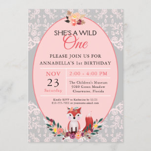 Invitation Fleurs de renard sauvage et dentelle