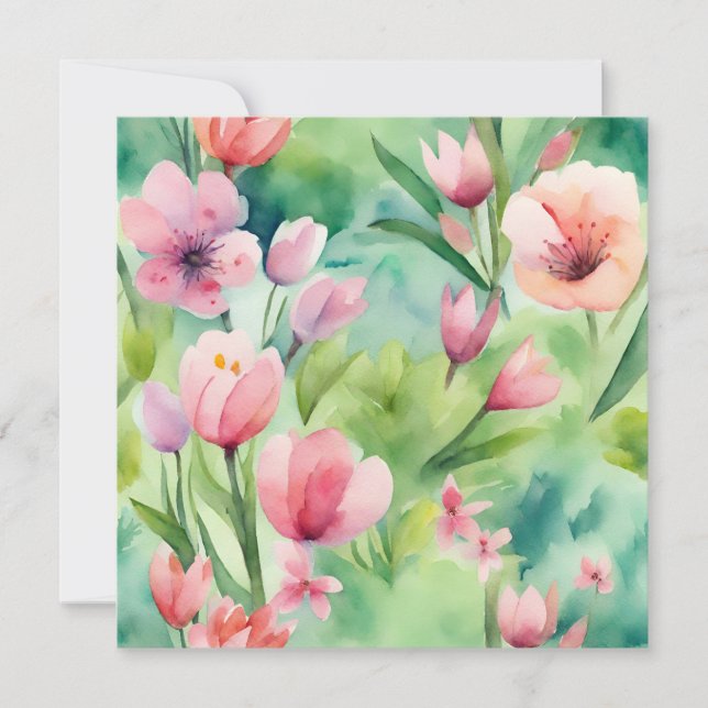 Invitation Fleurs de ressort d'aquarelle (Devant)