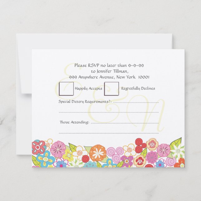 Invitation Fleurs de ressort d'été de mariage de RSVP (Devant)