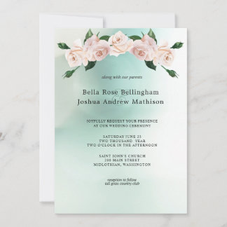 Invitation Fleurs de Rose d'aquarelle rose poussiéreux