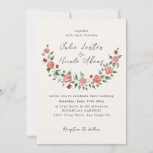 Invitation Fleurs de Rose Sauvage Jardin Affaire Mariage