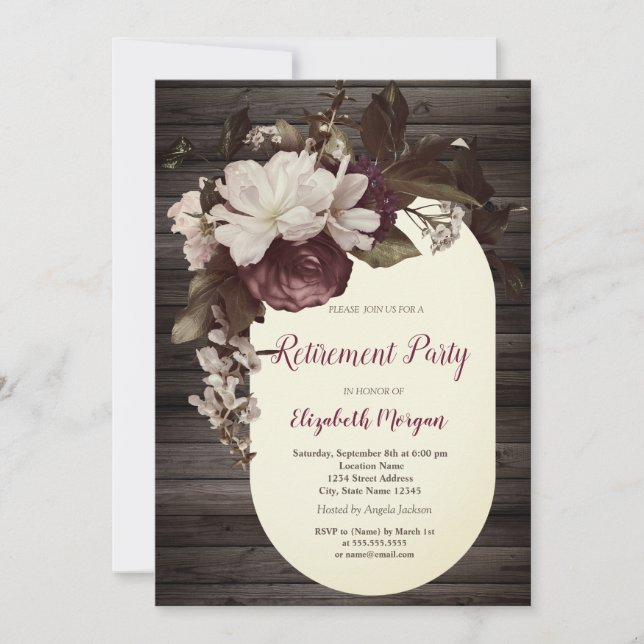 Invitation Fleurs de roses de Bourgogne Bois Retraite   (Devant)