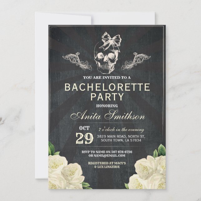 Invitation Fleurs de roses de fête de Bachelorette d'Hallowee (Devant)