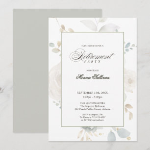 Invitation Fleurs de roses élégantes en ivoire pour une fête