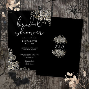 Invitation Fleurs de roses gothiques Fête de mariage noir et