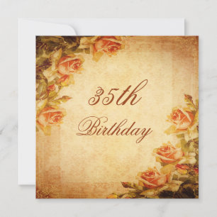 Invitation Fleurs de roses pêche shabby chic damassé vintage 
