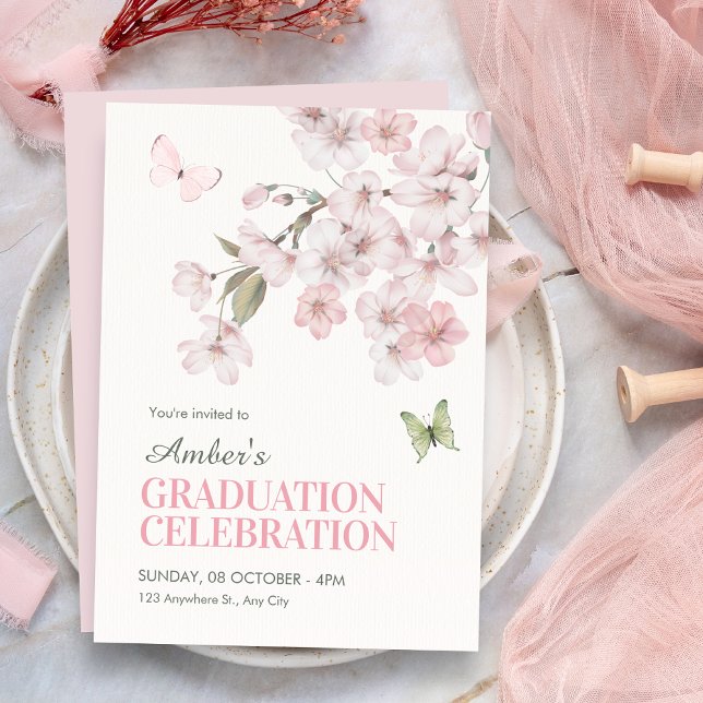 Invitation Fleurs de Sakura fleurissent graduation (Créateur téléchargé)