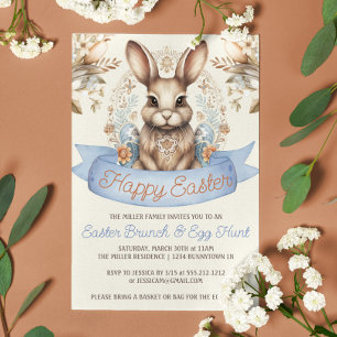 Invitation Fleurs de saumons Brunch de Pâques et chasse aux o