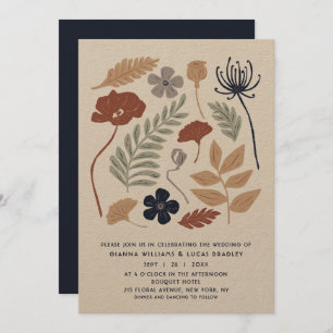 Invitation Fleurs de séquoia bleu simple Floral Mariage moder