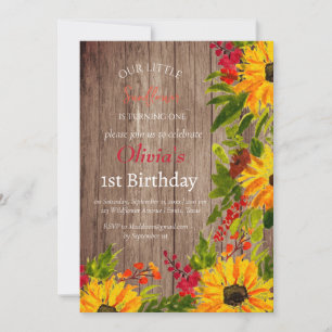 Invitation Fleurs de soleil 1er premier anniversaire fille Pa