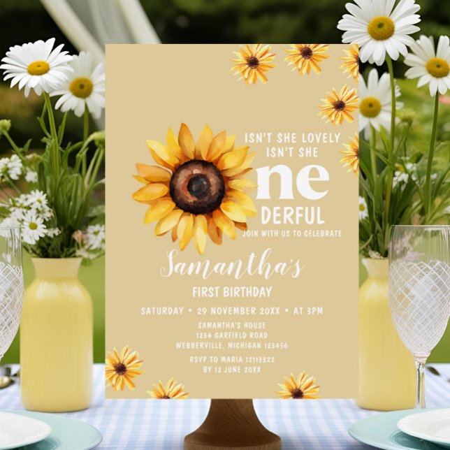 Invitation Fleurs de soleil aquarelle n'est-elle pas un anniv (Créateur téléchargé)
