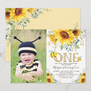 Invitation Fleurs de soleil de l'abeille de miel Anniversaire