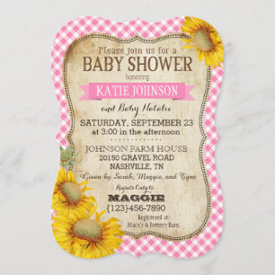 Invitation Fleurs de soleil et Baby shower de contrôle En vic