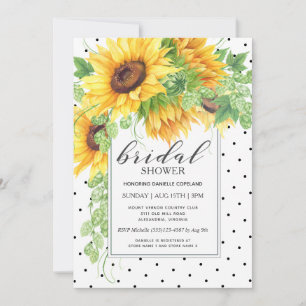 Invitation Fleurs de soleil et Fête des mariées florale Pois