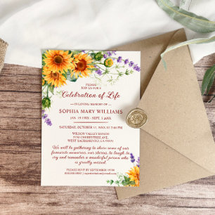 Invitation Fleurs de soleil et funérailles de lavande Fête de