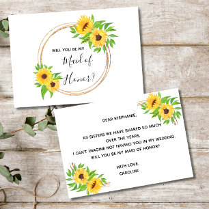 Invitation Fleurs de soleil Floral Jaune Vous serez Maid of H