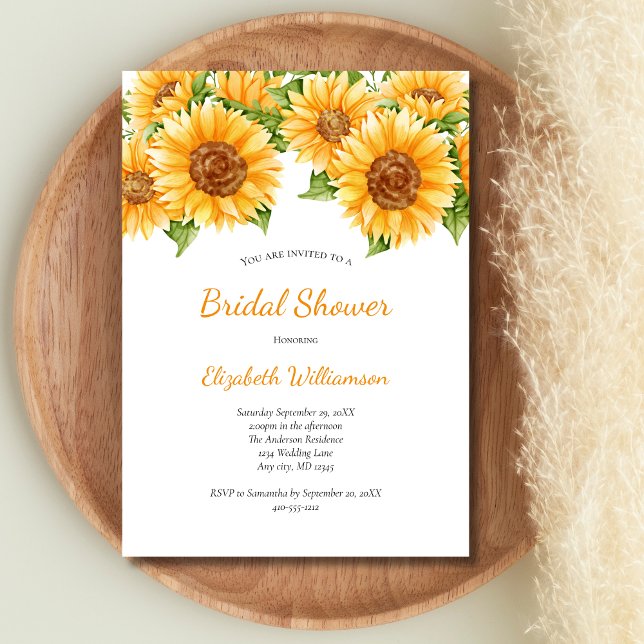 Invitation Fleurs de soleil Jaune Floral Fête des mariées rus (Sunflowers Yellow Floral Bridal Shower invitation. Digital Instant download or printed.)
