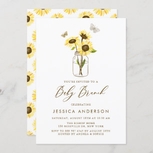 Invitation Fleurs de soleil jaunes dans Mason Jar Brunch bébé