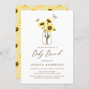 Invitation Fleurs de soleil jaunes dans Mason Jar Summer Baby