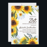 Invitation Fleurs de soleil jaunes Marguerites blanches 21e a<br><div class="desc">Des tournesols rustiques jaunes et bruns et des marguerites blanches avec de beaux feuilles verts sur l'invitation blanche de fête du 21ème anniversaire pour les femmes. Le dos de cette carte a un motif à pois jaune sur blanc. Contactez-nous pour obtenir de l'aide sur la personnalisation ou pour demander des...</div>