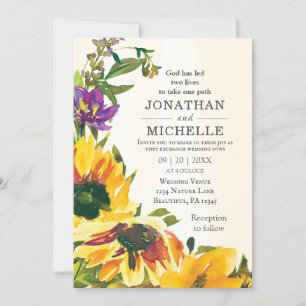Invitation Fleurs de soleil jaunes Rustique Floral Mariage ch