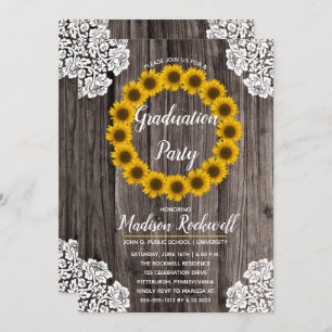 Invitation Fleurs de soleil   Lace Photo Graduation Party