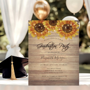 Invitation Fleurs de soleil, Lumières, Fête de Graduation de 