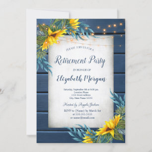 Invitation Fleurs de soleil, Lumières, Retraite en bois bleu 