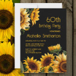 Invitation Fleurs de soleil rustique élégant Noir 60e anniver<br><div class="desc">Invitation rustique et élégante à la fête du 60e anniversaire avec des tournesols jaunes sur un arrière - plan noir. Contactez-moi pour obtenir de l'aide sur vos personnalisations ou pour demander des produits Zazzle correspondants ou coordonnés supplémentaires pour votre célébration.</div>