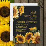 Invitation Fleurs de soleil rustiques élégantes Noir 21e anni<br><div class="desc">Invitation rustique et élégante à la fête du 21ème anniversaire avec des tournesols jaunes sur un arrière - plan noir. Contactez-moi pour obtenir de l'aide sur vos personnalisations ou pour demander des produits Zazzle correspondants ou coordonnés supplémentaires pour votre célébration.</div>