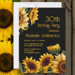 Invitation Fleurs de soleil rustiques élégantes Noir 30e anni<br><div class="desc">Invitation rustique et élégante à la fête du 30ème anniversaire avec des tournesols jaunes sur un arrière - plan noir. Contactez-moi pour obtenir de l'aide sur vos personnalisations ou pour demander des produits Zazzle correspondants ou coordonnés supplémentaires pour votre célébration.</div>