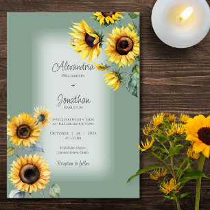 Invitation Fleurs de soleil rustiques sur Mariage vert de Sag