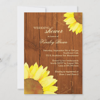 Invitation Fleurs de soleil sur Fête des mariées rustique en 