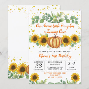 Invitation Fleurs de soleil verdoyantes Automne Citrouille Au