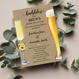 Invitation Fleurs de soleil vertes Bubbles & Brews avant que 