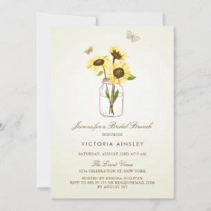 Invitation Fleurs de soleil vintages sur Brunch nuptial Mason