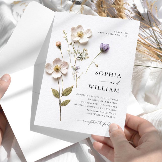 Invitation Fleurs de style pastel imprimées élégantes Mariage (Créateur téléchargé)