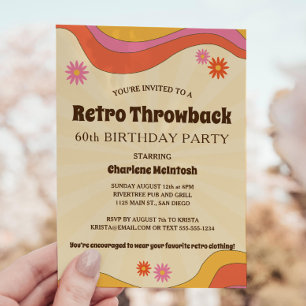 Invitation Fleurs de Sunburst Jaunes Rétro Throwback Annivers