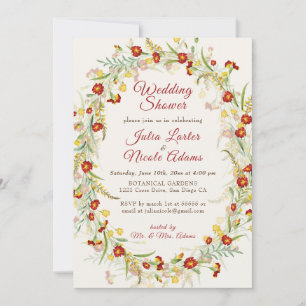 Invitation Fleurs de Tagète Feuillage Mariage Shower