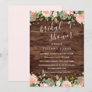 Invitation Fleurs de teint doré rustique Mariage