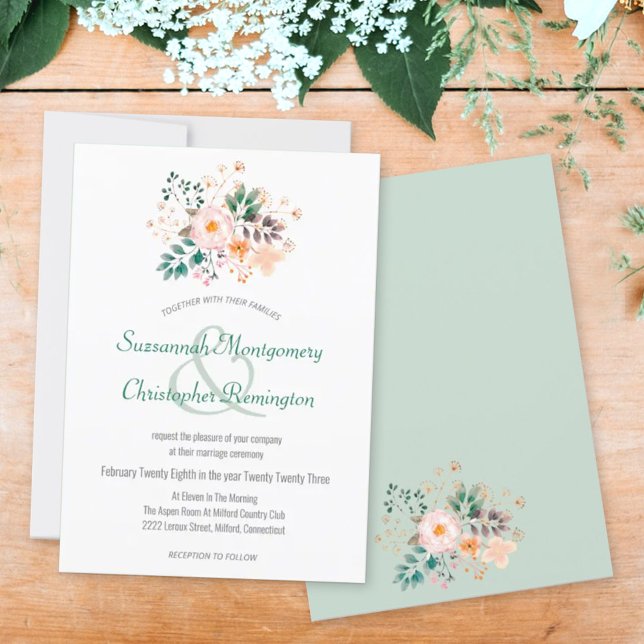 Invitation Fleurs de teinte orange avec bordure supérieure mi (Créateur téléchargé)