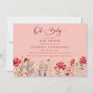 Invitation Fleurs de terrain Fleurs sauvages rouges Oh Baby s