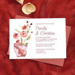 Invitation Fleurs de terre cuite, Mariage de pots d'argile bo