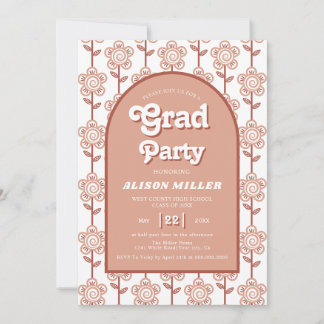 Invitation Fleurs de terre cuite super rétro les années 70 Gr