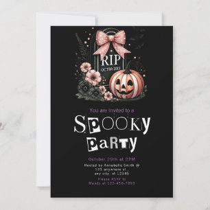 Invitation Fleurs de tombe noir Halloween minimaliste moderne