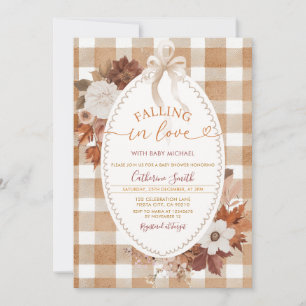 Invitation Fleurs de Tomber amoureux Baby shower Gingham