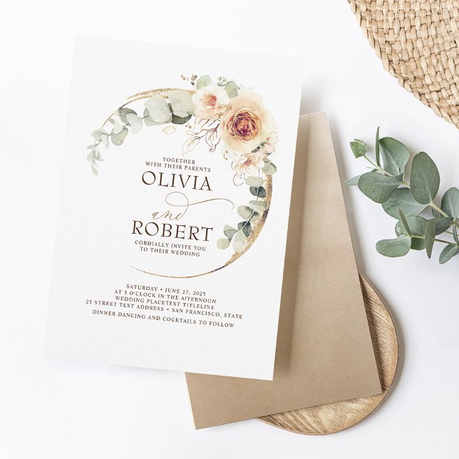 Invitation Fleurs de tons de terre Boho Elégant mariage (Créateur téléchargé)