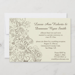 Invitation Fleurs de tourbillons Brown sur Mariage ivoire
