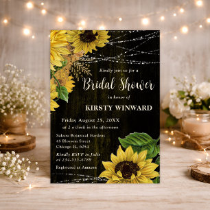 Invitation Fleurs de tournesol d'automne rustiques Lumières d