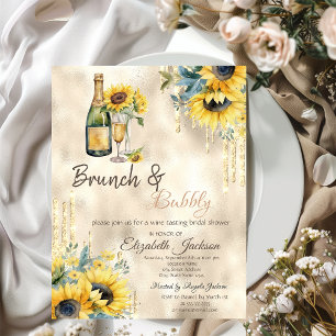 Invitation Fleurs de tournesol Dégoulinant d'Or Fête de Mari